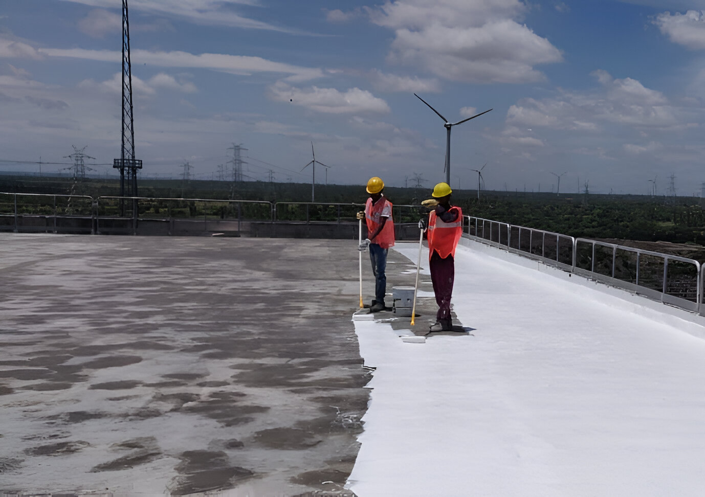 Aryan Hi-Tec waterproofing team at work on construction site